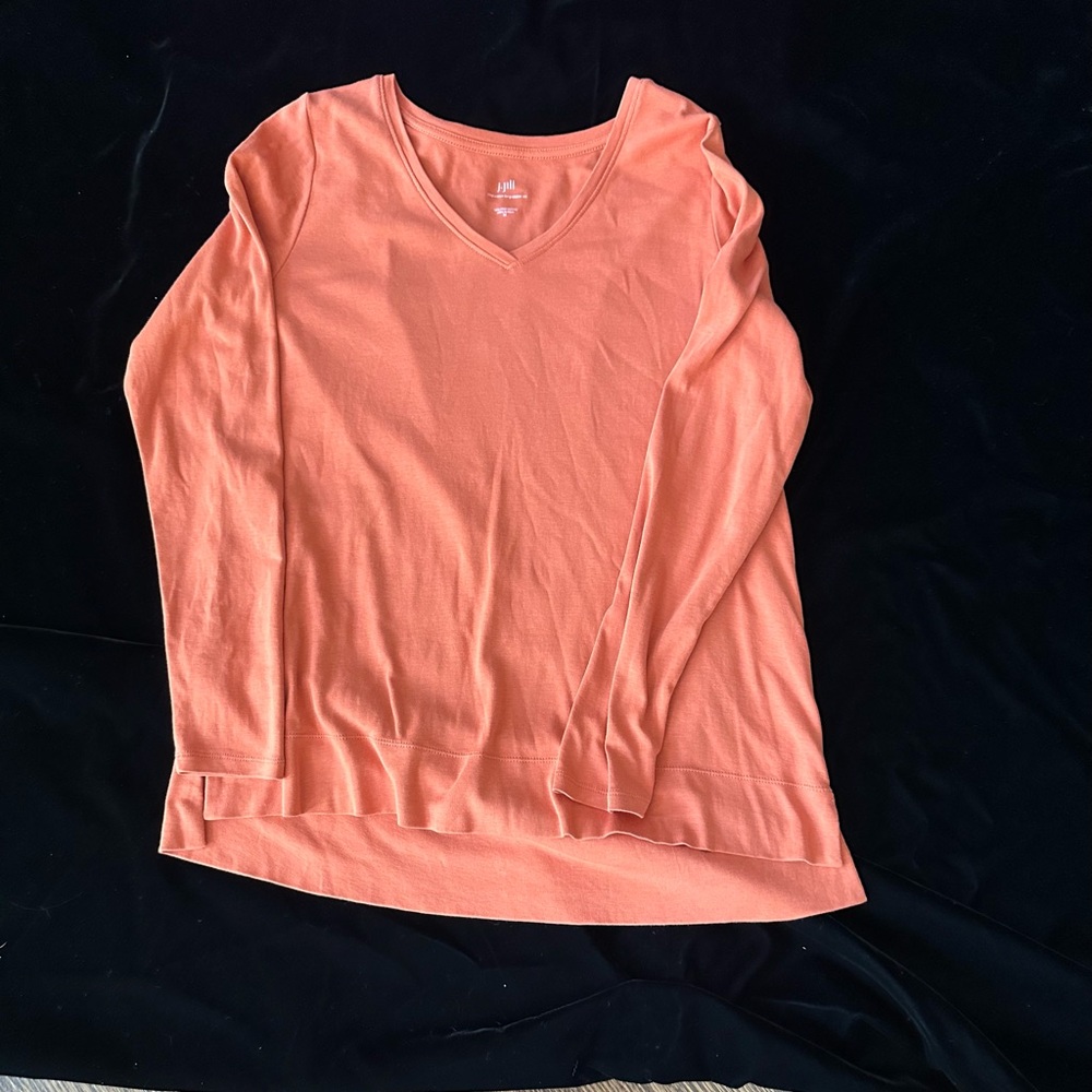 J. Jill Pima V-neck long sleeve tee. Size medium. Pumpkin color.